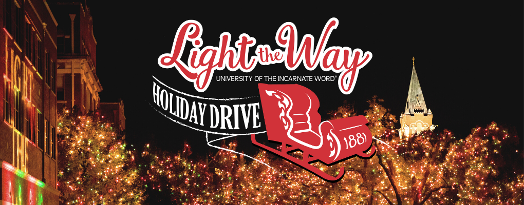 UIW Light the Way Holiday Drive image with logo.