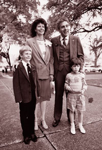 Dr. Agnese, his wife Mickey, and their children Louis III and Nancy at Dr. Agnese's inauguration as Incarnate Word president in 1986.