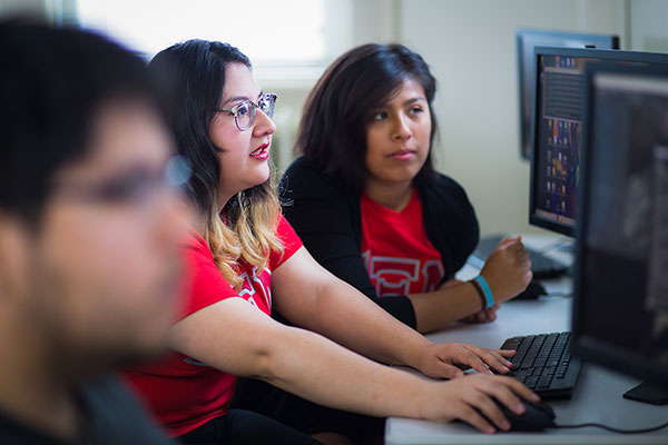 Students at computers