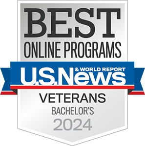 2023 US News and World Report Best Online Programs for Veterans Bachelors badge