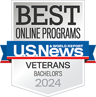 Top Degrees Awards badge for online bachelor's programs for veterans in 2024