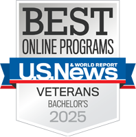 Top Degrees Awards badge for online bachelor's programs for veterans in 2020