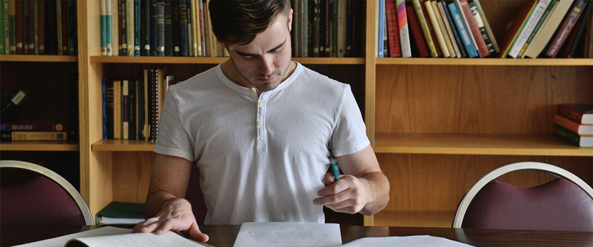 Student in the library