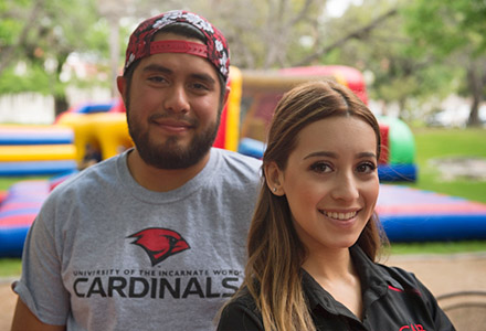 Two students at an event