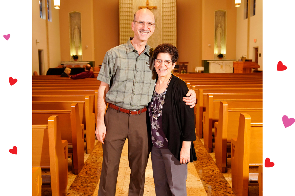 Bill and Lena pose at our Lady's Chapel