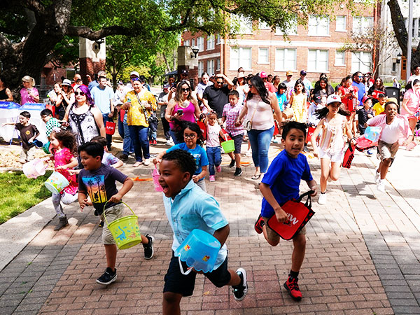 Children running for Easter eggs