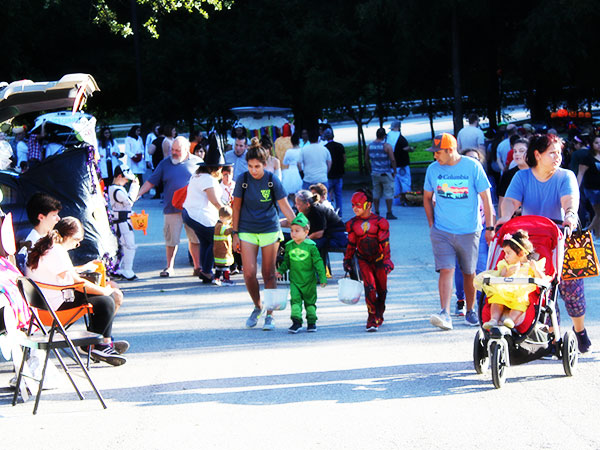 Families walking in parking lot