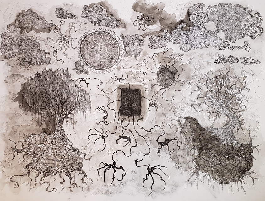 Darkness, Art Ink and graphite on multimedia paper
