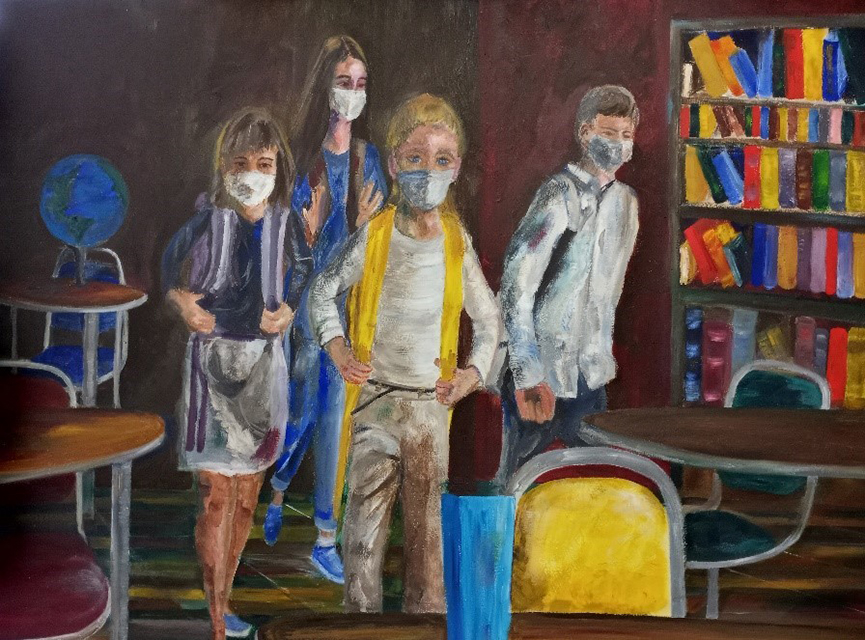 Back to School, Art Oil on canvas 