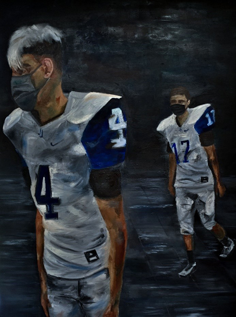 The Futbol Players, Art Oil on canvas 
