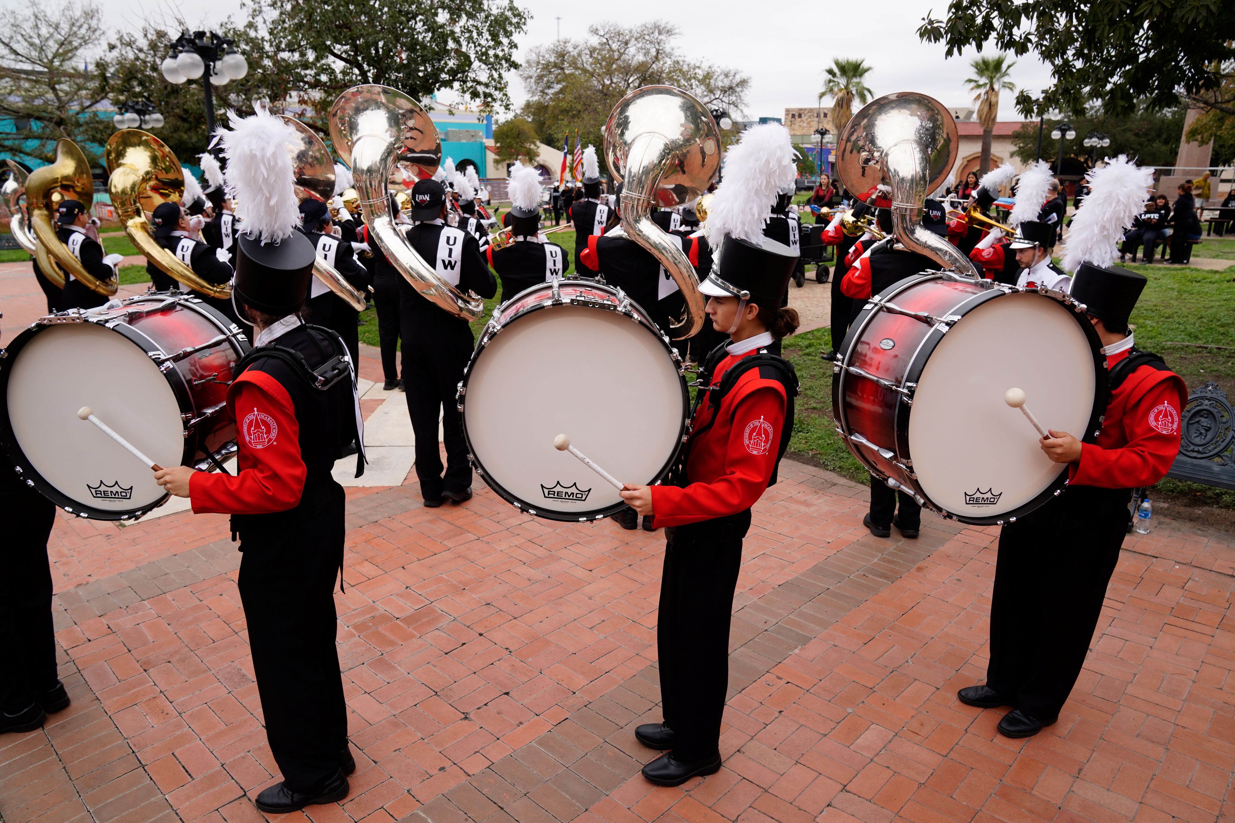 drumline standing before game day