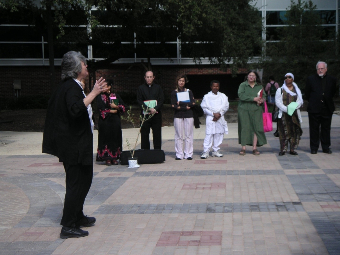 Syrian and Ethiopian Orthodox Christians participate in the blessing of the Holy Land garden on the UIW campus