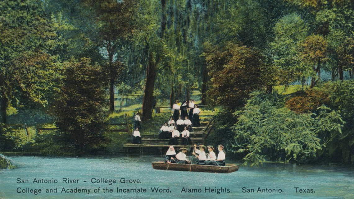 San Antonio River- College Grove with nuns posing