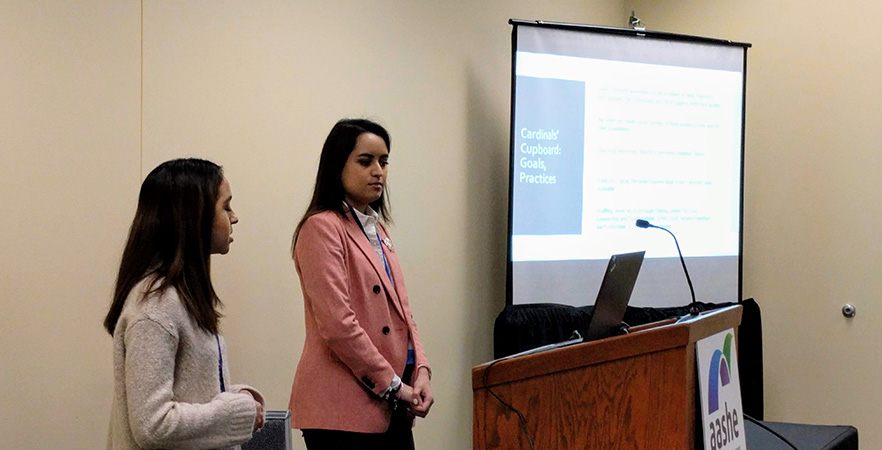 UIW students Andrea Del Valle Soriana and Diana Mireles present at the 2019 national conference of the Association for the Advancement of Sustainability in Higher Education in Spokane, Washington