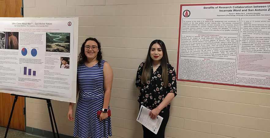 UIW students Torissa Martinez and Kristin Gonzalez present at the EcoExchangeEdu Sustainability Showcase