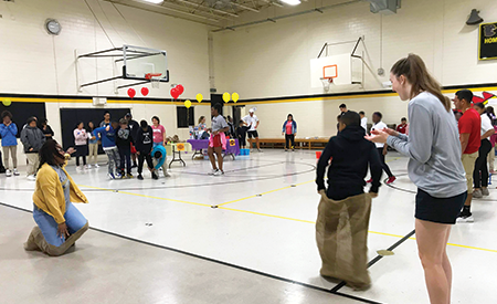 Children playing in the gym