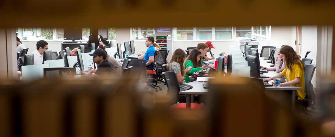 students studying at computer lab