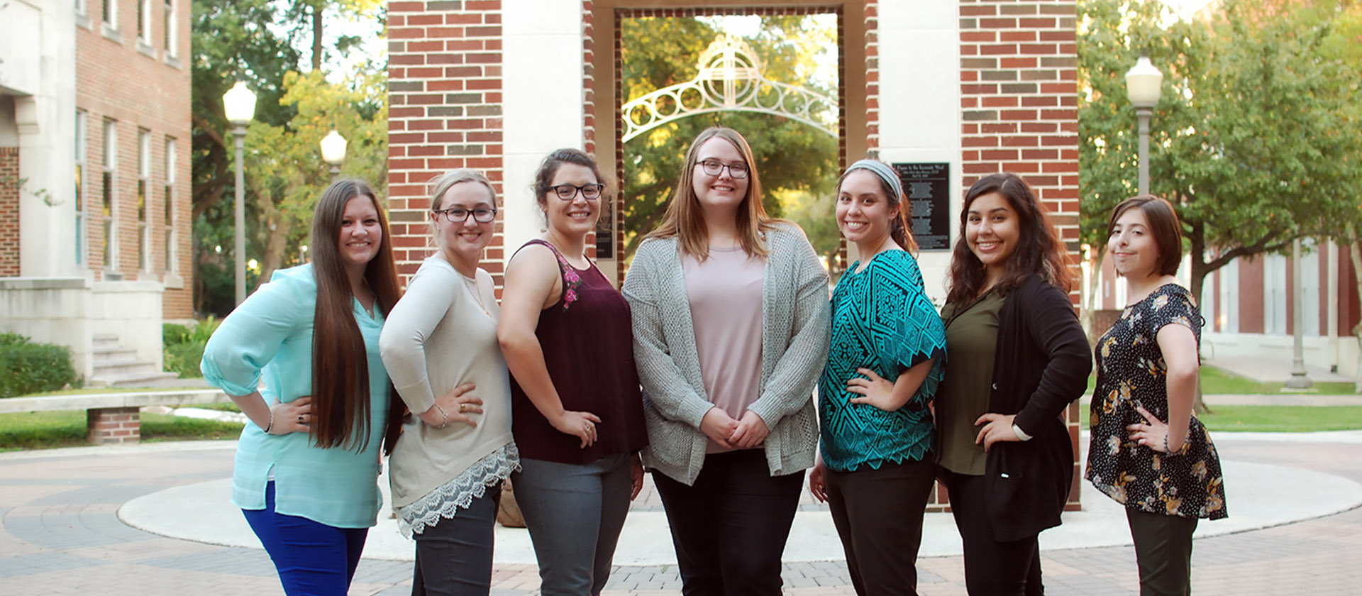 Students in front of the clock tower