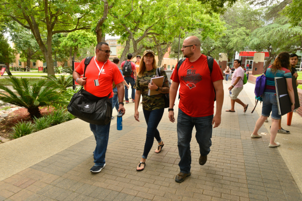 Veteran/military students at UIW walking 