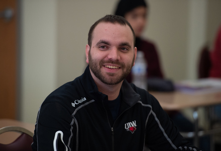 Cyber security systems student in classroom