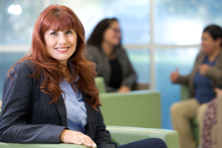 professional student smiling toward camera