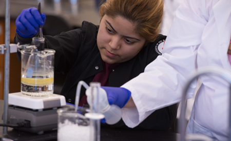 Student working in a lab