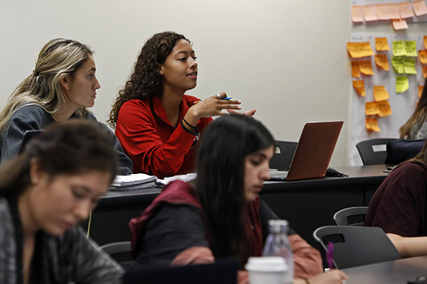 Student speaking during class