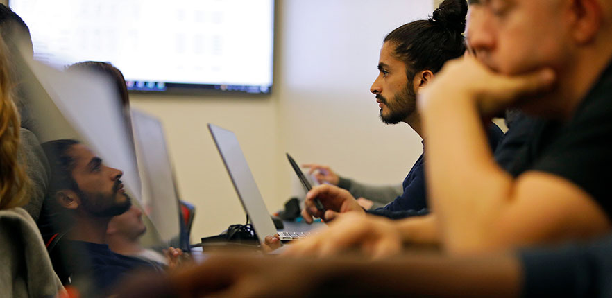 Student works at computer