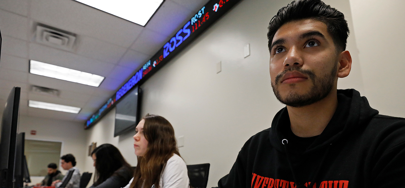 Closeup of business school students during class
