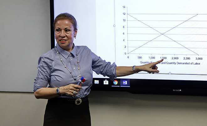 Dr. Zanca teaches in classroom