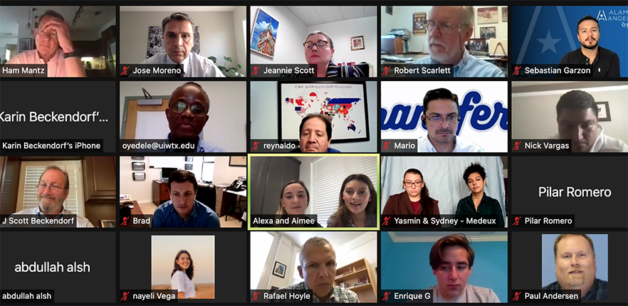 Screenshot of Zoom call with students and mentors
