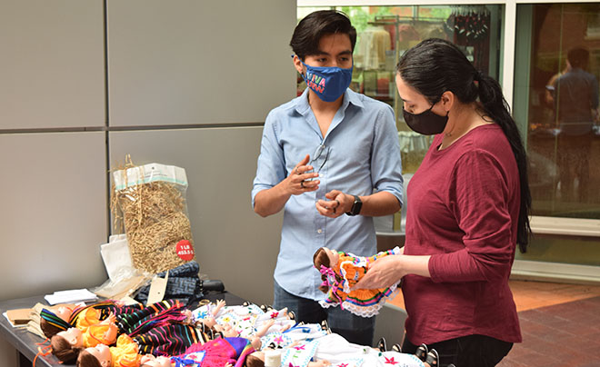 Student at market sale on campus