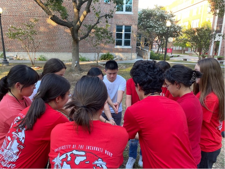 students gathered in a circle