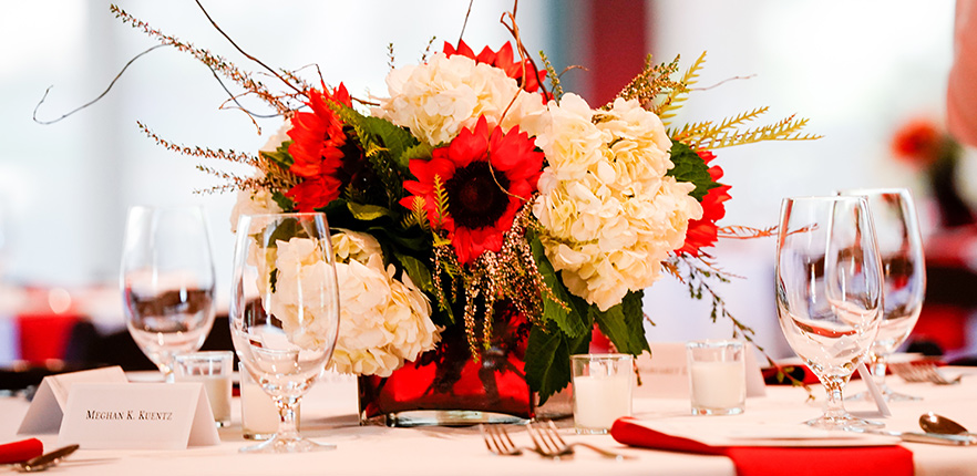 Tables decorated at event