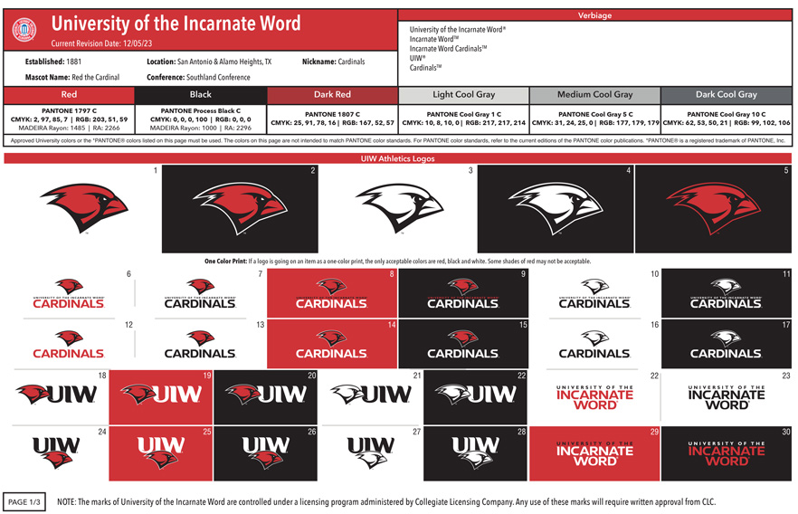 Artsheet UIW Athletics Logos