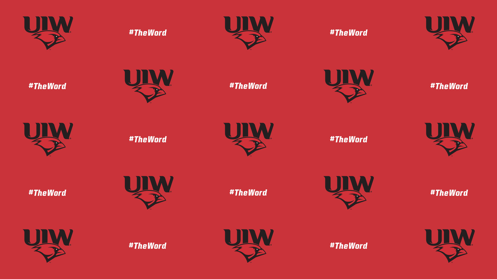 UIW Logo and The Word hashtag background