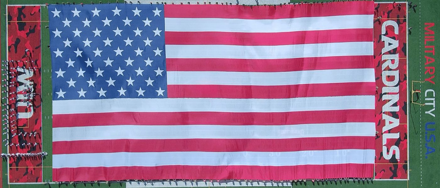 UIW Benson Stadium with the American flag displayed