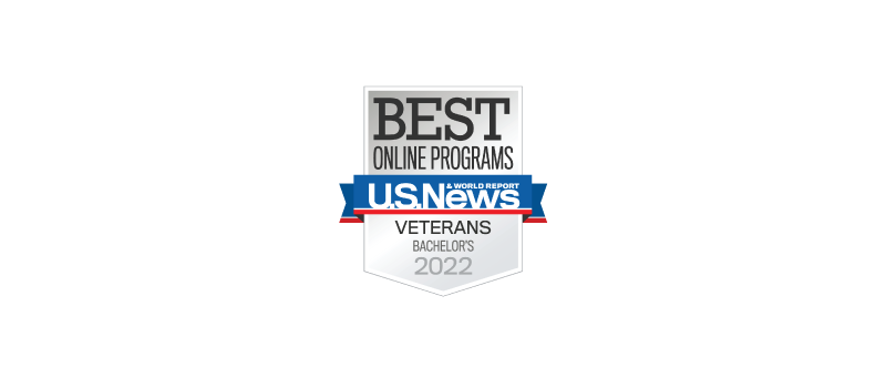 Top Degrees Awards badge for online bachelor's programs for veterans in 2020