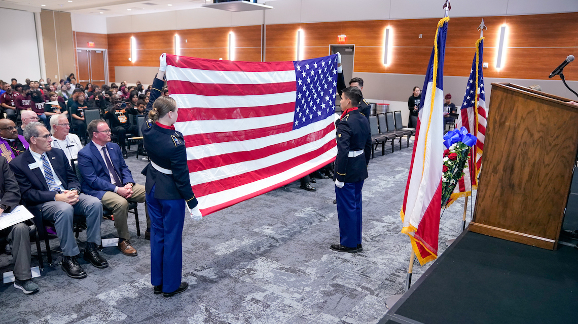 UIW Army ROTC conducting flag folding ceremony