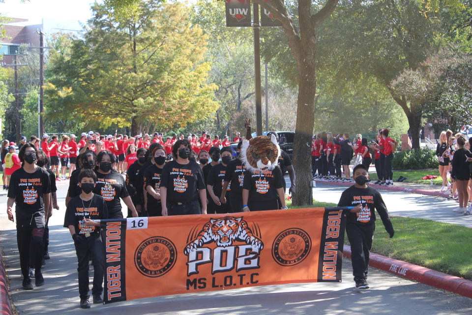Poe Middle School LOTC cadets marching