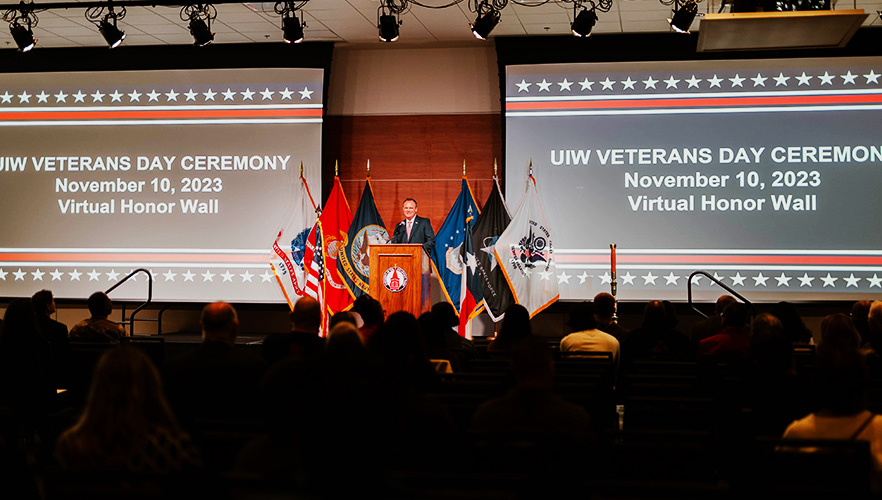 UIW President Speaking to Veterans