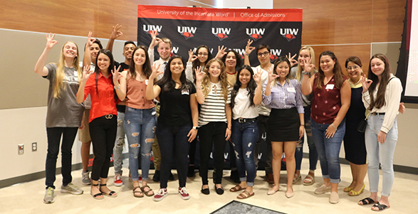 UIW Interim Provost Dr. Barbara Aranda-Naranjo (second from right) joins first group of high school seniors to be admitted as Freshman for the Class of 2024