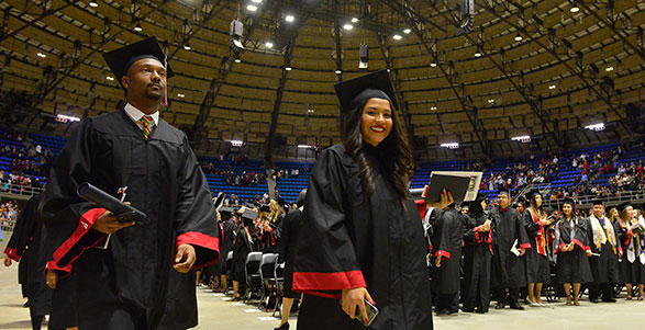 Students walking at commencement