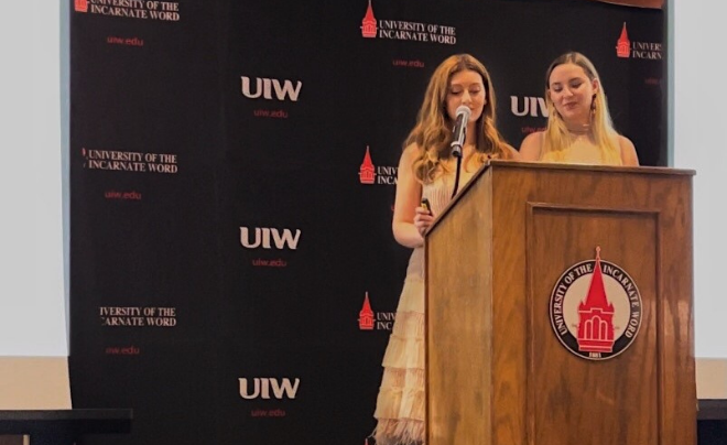 Aimee Galindo (left) and her SGA vice president Alexa Cruz (Right)