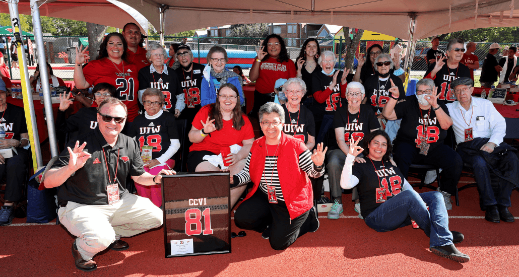 UIW President Dr. Thomas M. Evans, UIW Athletic Director Richard Duran and others pose with Sisters