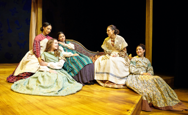 Actresses perform a scene from Little Women