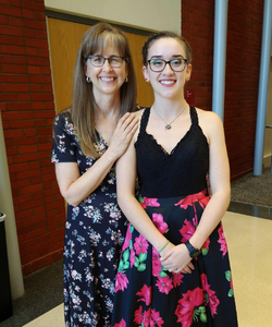 Nicole Pfaff and her mother celebrating her senior recital
