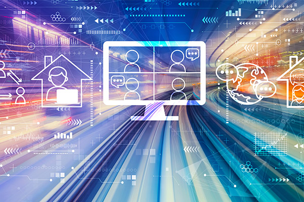 Varias iconos graficos sobre un fondo de escritorio abstracto