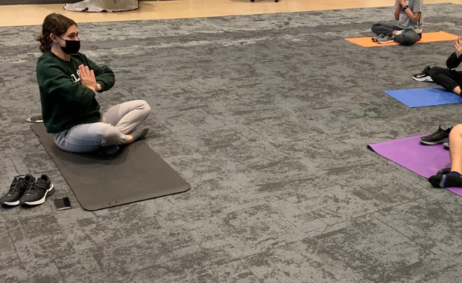 Lindsay Papper doing yoga