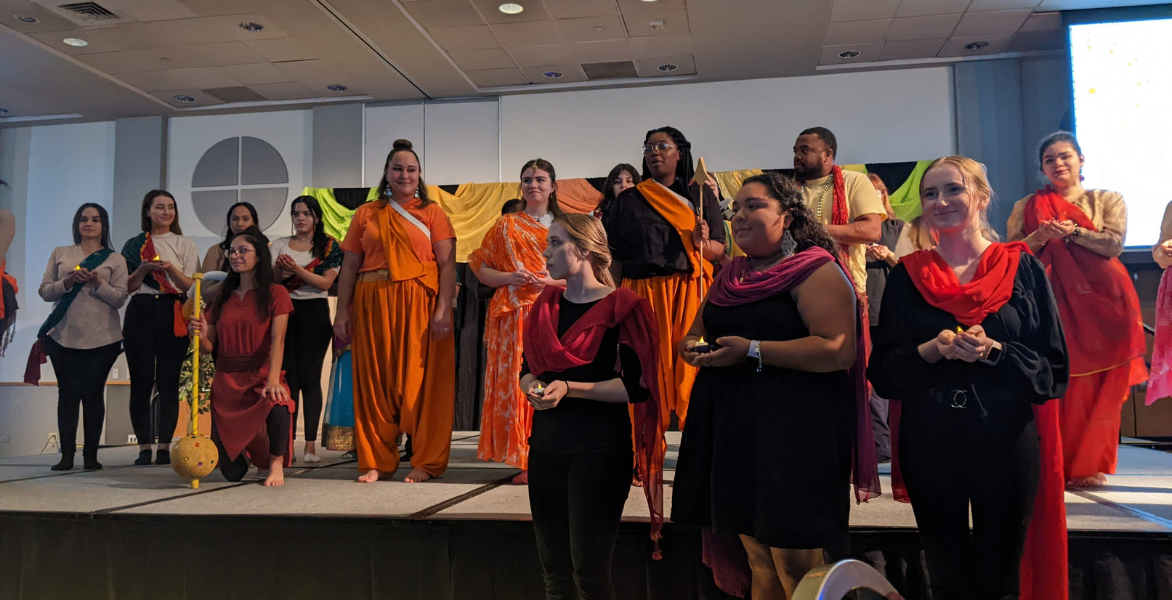 People on stage at the Diwali event